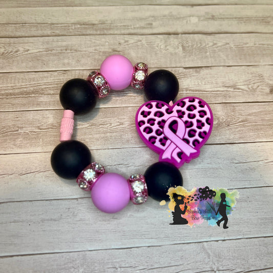 Cheetah Breast Cancer Awareness Cup Charm