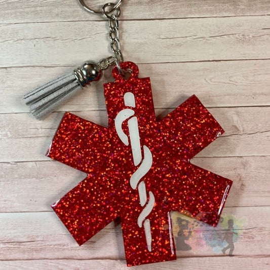 Paramedic/ First Aid/ Star of Life keychain