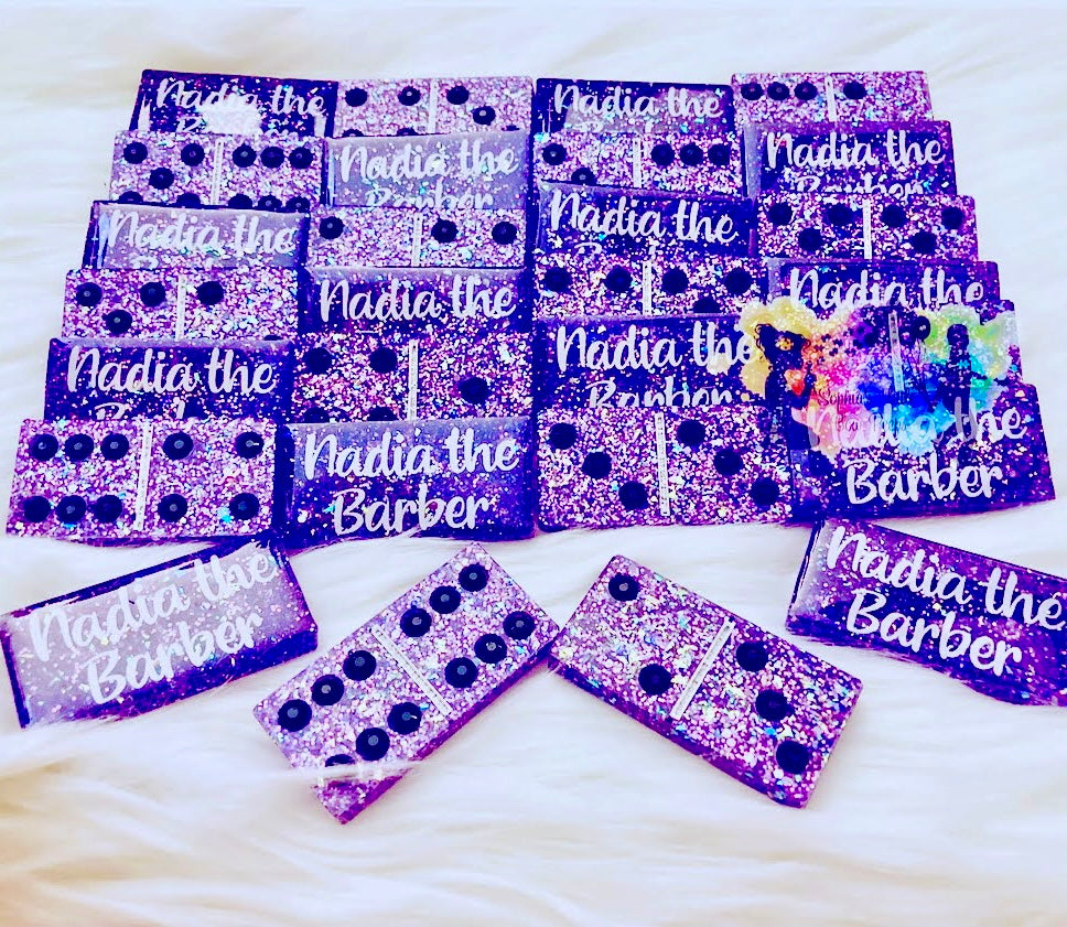 Glitter Dominoes with Rhinestones and Design