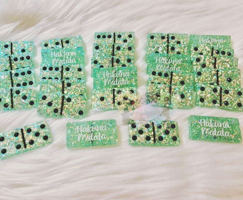 Glitter Dominoes with Rhinestones and Design