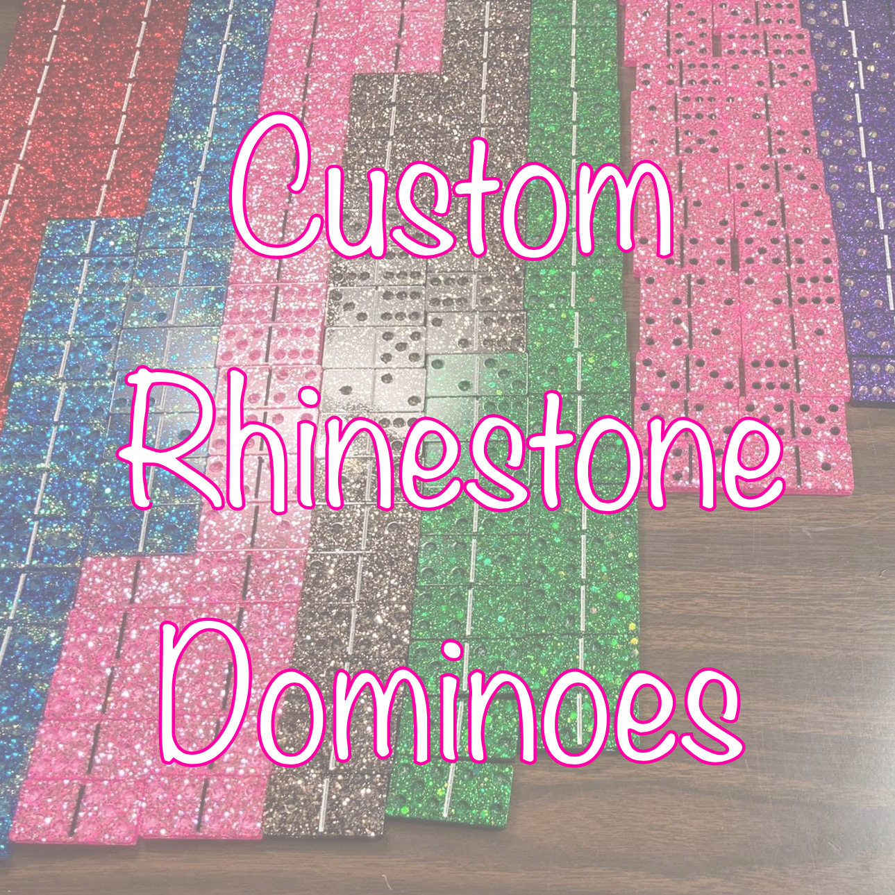 Glitter Dominoes with Rhinestones and Design