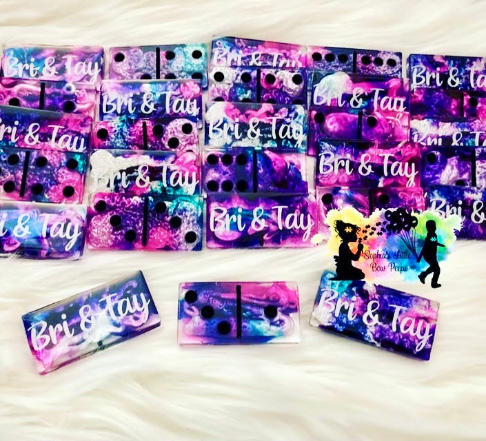 Glitter Dominoes with Rhinestones and Design