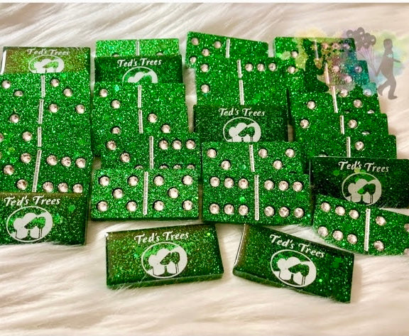 Glitter Dominoes with Rhinestones and Design